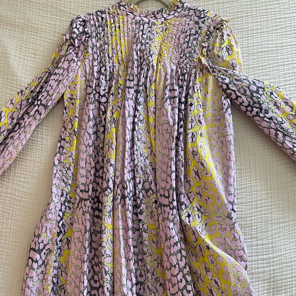 GANNI pink and yellow animal printed midi dress - Picture 7 of 8
